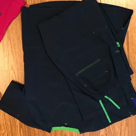 Navy blue and green carhartt scrubs